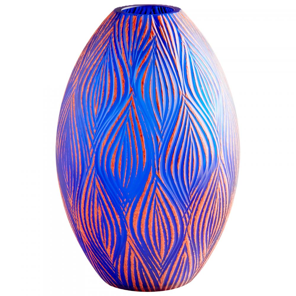 Fused Groove Vase | Blue-LG