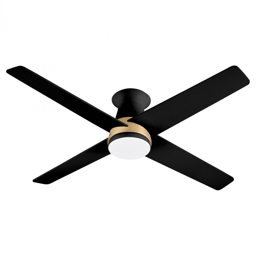 Santa Ana Ceiling Fan | Matte Black | Aged Brass