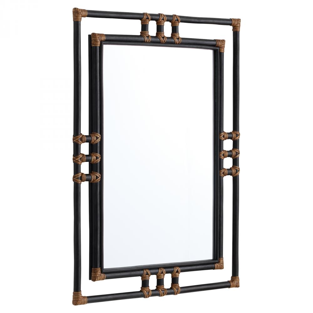 Kampanya Mirror | Black | Natural Rattan
