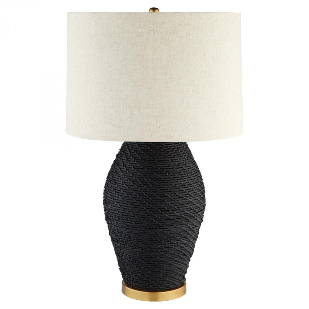 Rotin Table Lamp | Black | Antique Brass | White