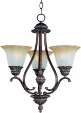 Maxim 2764AVGB - Three Light Greek Bronze Amber Vanilla Glass Up Mini Chandelier