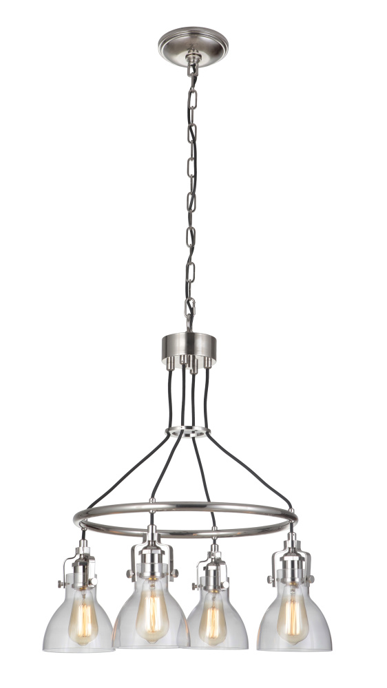State House 4 Light Chandelier in Polished Nickel