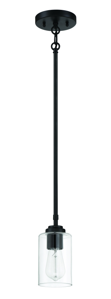 Stowe 1 Light Mini Pendant in Flat Black