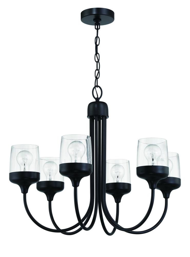 Wrenn 6 Light Chandelier in Flat Black