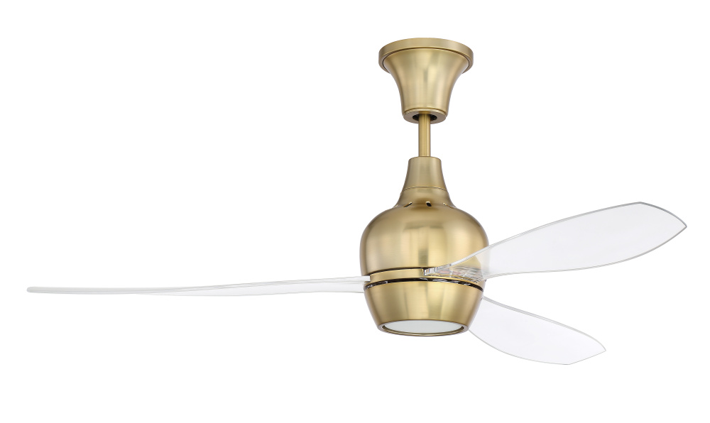 Bordeaux 52" 3-Blade Ceiling Fan in Satin Brass w/ Acrylic Blades; Light Kit Included (optional)