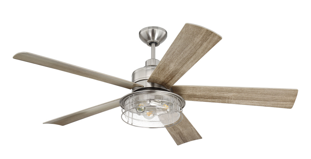 Garrick 56" 5-Blade Ceiling Fan in Brushed Polished Nickel w/ Driftwood Blades