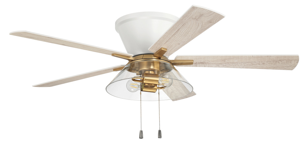 Insight 52" 5-Blade Ceiling Fan White/SB Finish, White/Washed Oak Blades, Integrated Light kit