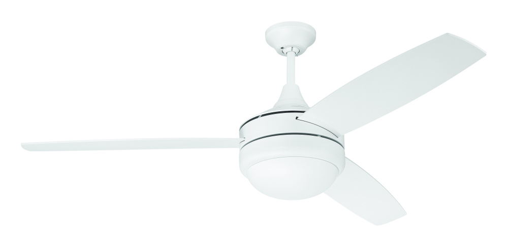 Phaze II 52" 3-Blade Ceiling Fan in White w/ White Blades; Integrated Light Kit