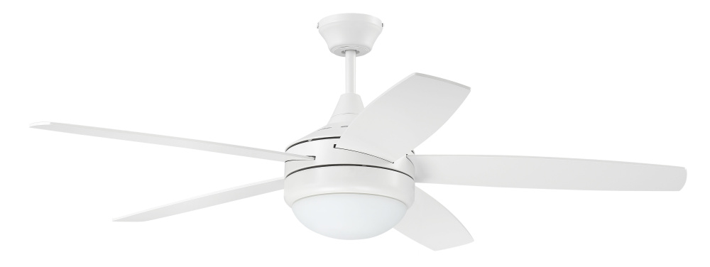 Phaze II 52" 5-Blade Ceiling Fan in White w/ White Blades; Integrated Light Kit