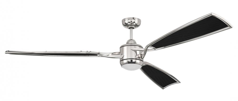 Viva 72" 3-Blade Ceiling Fan in Polished Nickel w/ Flat Black Fabric Texture ABS Blades