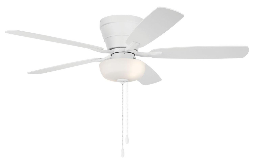 Wheeler 52" 5-Blade 2-Light Bowl Ceiling Fan in White w/ White/Washed Oak Blades
