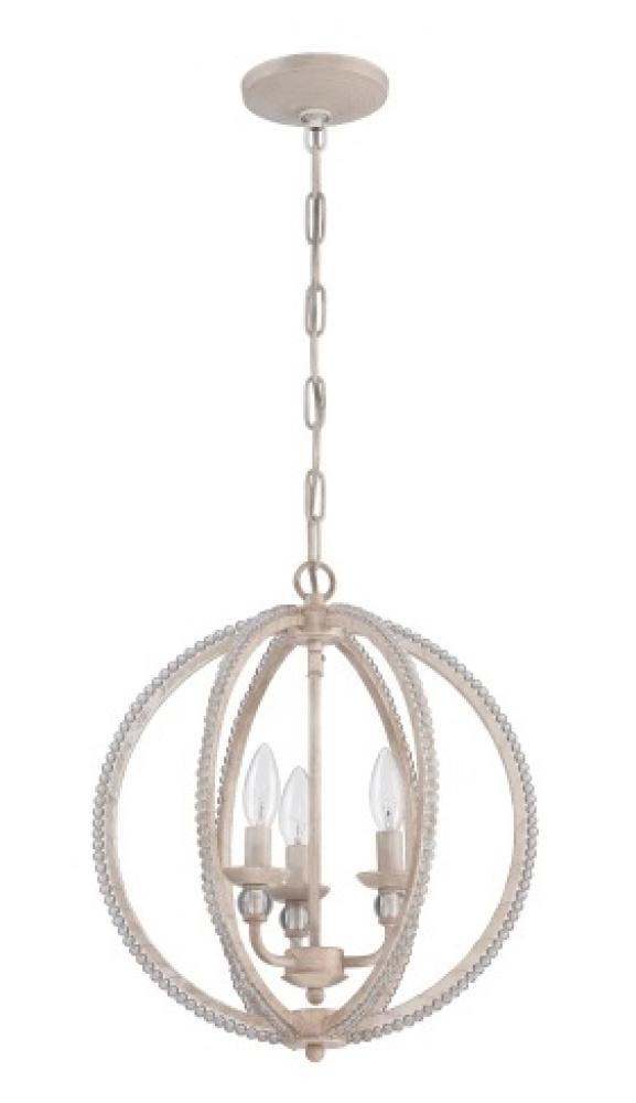 3 Light Mini Chandelier in Antique Linen