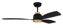 Craftmade DVN52FBSB3 - Donovan 52" 3-Blade Indoor/Outdoor (Damp) Ceiling Fan, Flat Black/Satin Brass finish