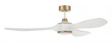 Craftmade EVY60WSB3 - Envy 60" 3-Blade Ceiling Fan in White/Satin Brass w/ White Blades; Light Kit Included (optional)