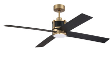 Craftmade GRG56SBFB4-NWF - Gregory 56" 4-Blade Ceiling Fan in Satin Brass w/ Flat Black/Black Walnut Blades