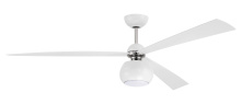 Craftmade OTT60WPLN3 - Otto 60" 3-Blade Ceiling Fan in White/Polished Nickel w/ White Blades