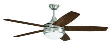 Craftmade PHZ52BNK5 - Phaze II 52" 5-Blade Ceiling Fan in Brushed Polished Nickel w/ Walnut/Dark Oak Blades