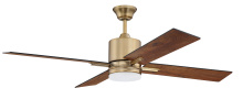 Craftmade TEA52SB4 - Teana 52" 4-Blade Ceiling Fan in Satin Brass w/ Flat Black/Mesquite Blades