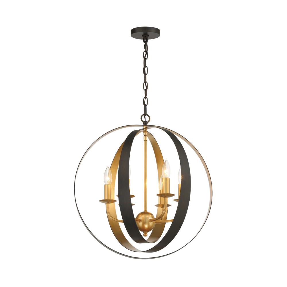 Luna 21'' English Bronze + Antique Gold Chandelier