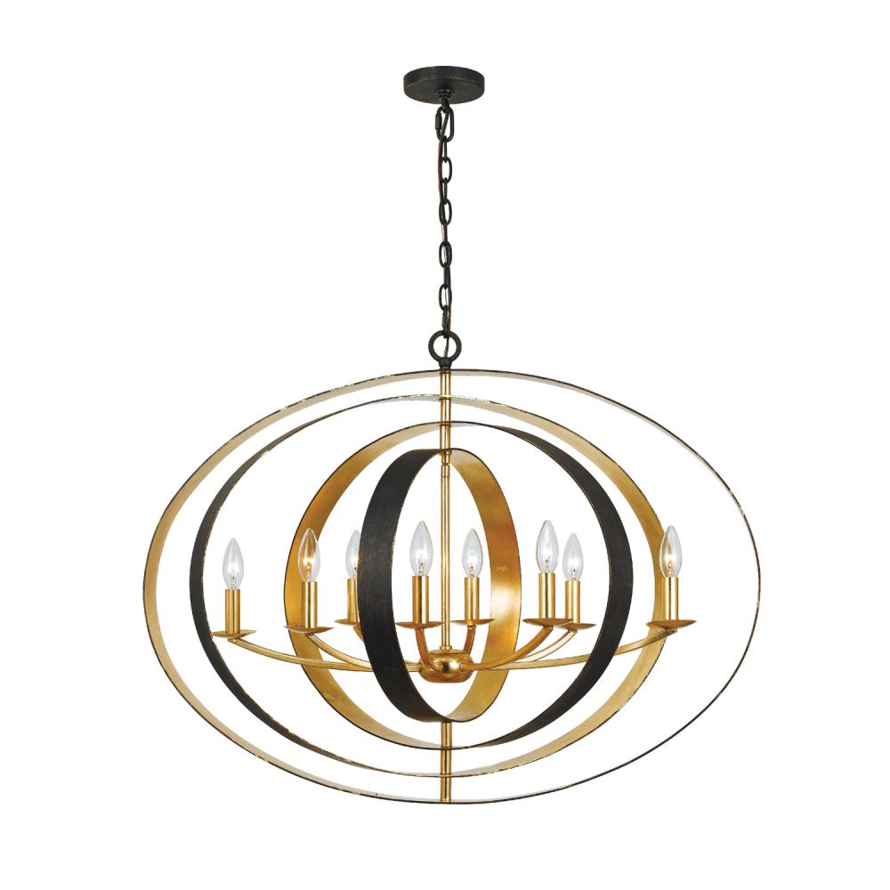 Luna 36'' English Bronze + Antique Gold Oval Chandelier