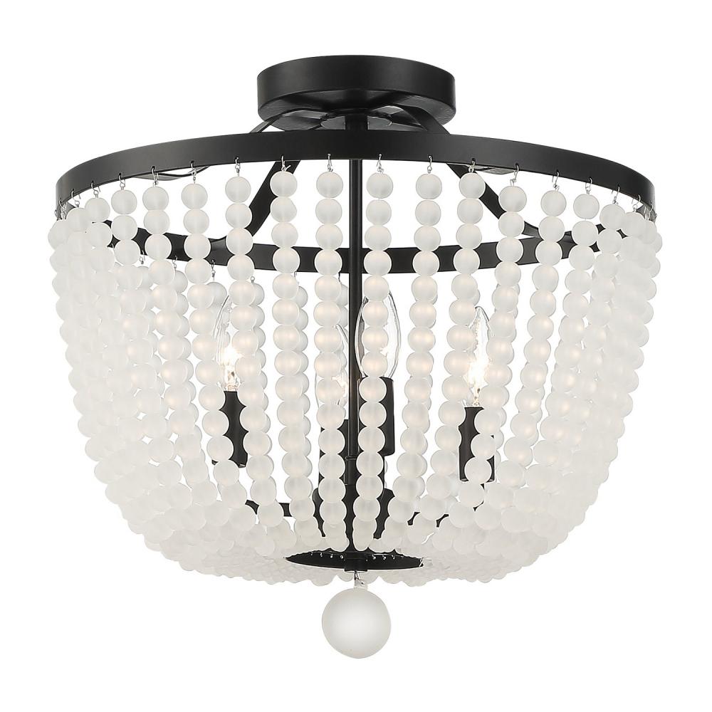 Rylee 16.5'' Matte Black Frosted Beads Semi Flush Mount