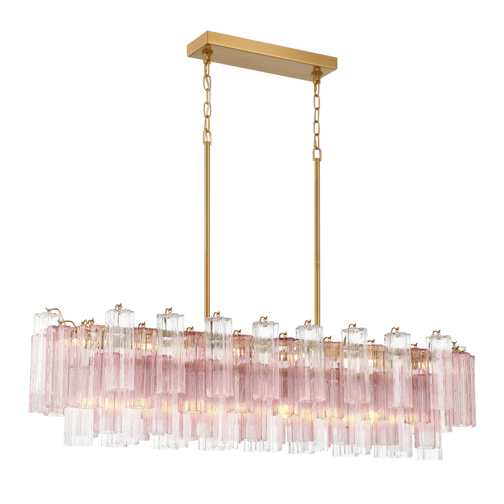 Addis 14 Light Aged Brass Linear Chandelier