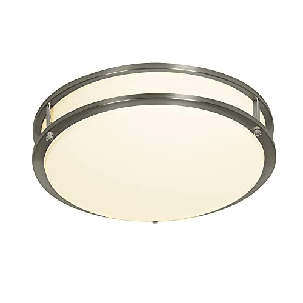 14 in. Brushed Nickel Integrated Selectable LED CCT Round Flush Mount Light