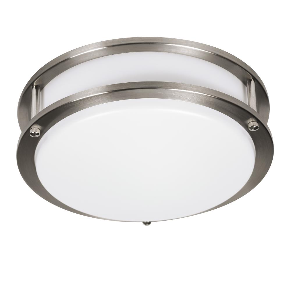 10 in. Brushed Nickel Integrated Selectable LED CCT Round Flush Mount Light