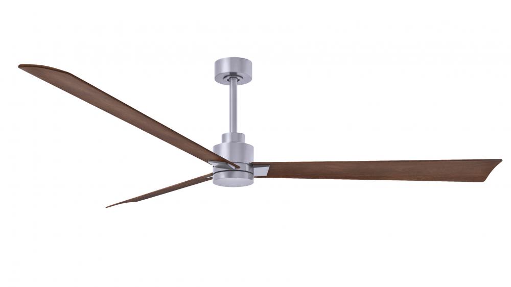 Alessandra - 72" Three Blade Transitional Ceiling Fan - Brushed Nickel Finish - Walnut Tone Blad