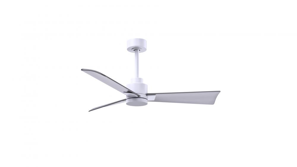 Alessandra - 42" Three Blade Transitional Ceiling Fan - Matte White Finish - Brushed Nickel Blad