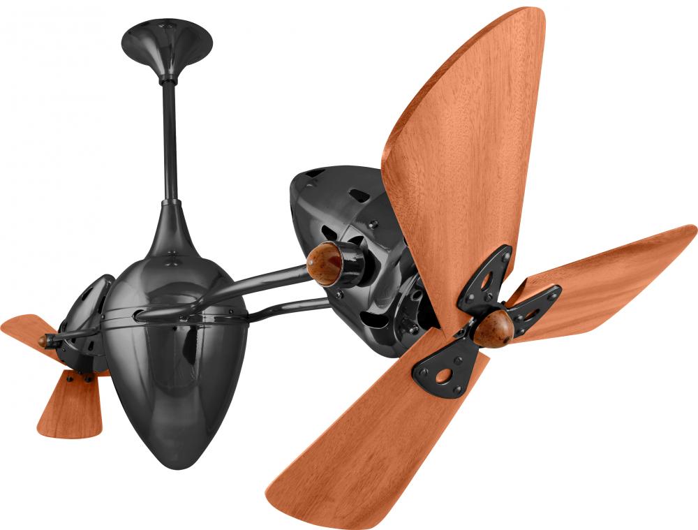 Ar Ruthiane - Rotational Ceiling Fan - Matte Black Finish - Mahogany Tone Blades