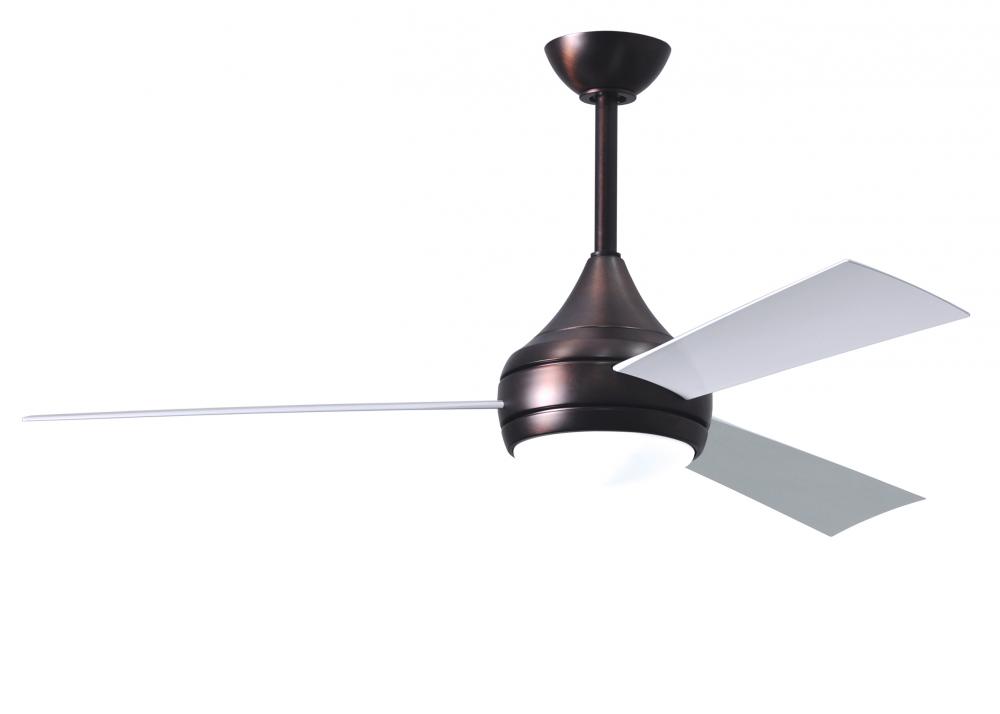 Donaire - Three Blade Paddle Fan - Integrated LED - Brushed Bronze Finish - Gloss White Blades