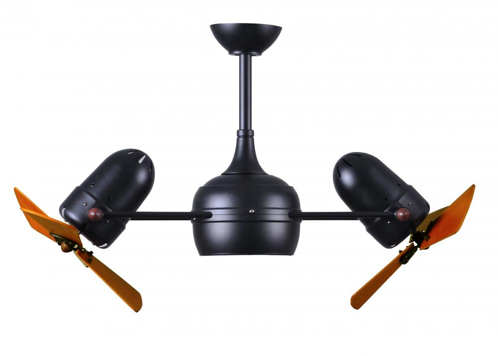 Dagny LK - Rotational Ceiling Fan - Integrated LED - Matte Black Finish - Mahogany Tone Blades