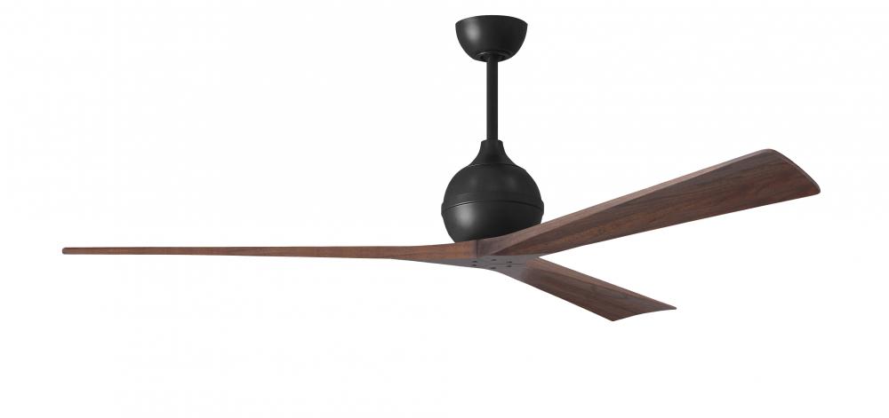 Irene-3 - Three Blade Paddle Fan - 72" - Matte Black Finish - Walnut Tone Blades