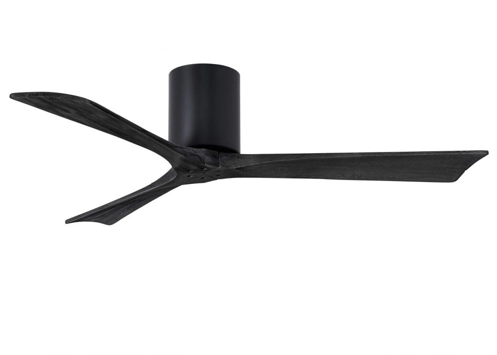 Irene-3H - Three Blade Flush Mount Paddle Fan - 52" - Matte Black Finish - Matte Black Blades
