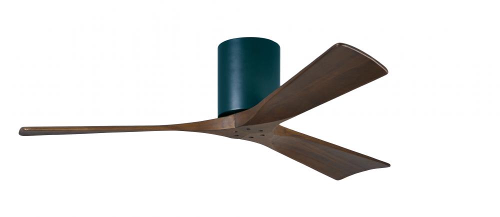 Irene-3H - Three Blade Flush Mount Paddle Fan - 52" - Matte Black Finish - Walnut Tone Blades