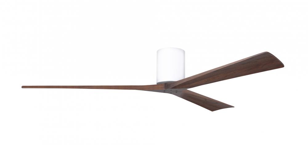 Irene-3H - Three Blade Flush Mount Paddle Fan - 72" - Gloss White Finish - Walnut Tone Blades