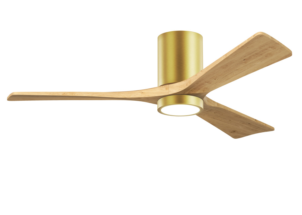 Irene-3HLK - 52" Three Blade Flush Mount Paddle Fan - 5CCT Integrated LED - Brushed Brass Finish