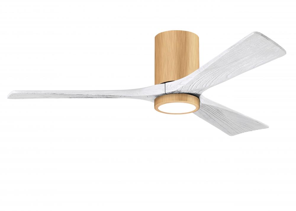 Irene-3HLK-52" Three Blade Flush Mount Paddle Fan-5CCT Integrated LED -Light Maple Tone Finish