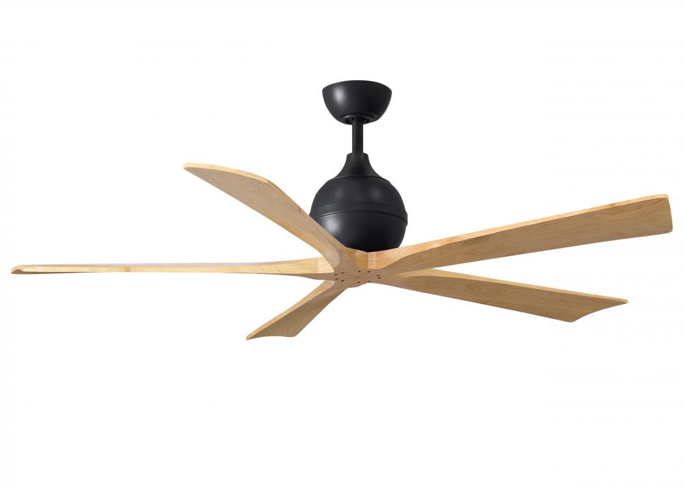 Irene-5 - 60" Five Blade Paddle Fan - Matte Black Finish - Light Maple Tone Blades
