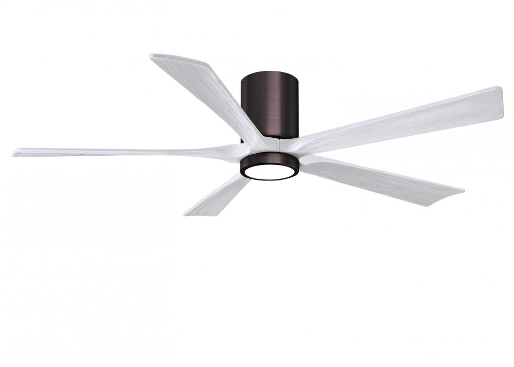 Irene-5HLK - 60" Five Blade Flush Mount Paddle Fan - 5CCT Integrated LED - Brushed Bronze Finish