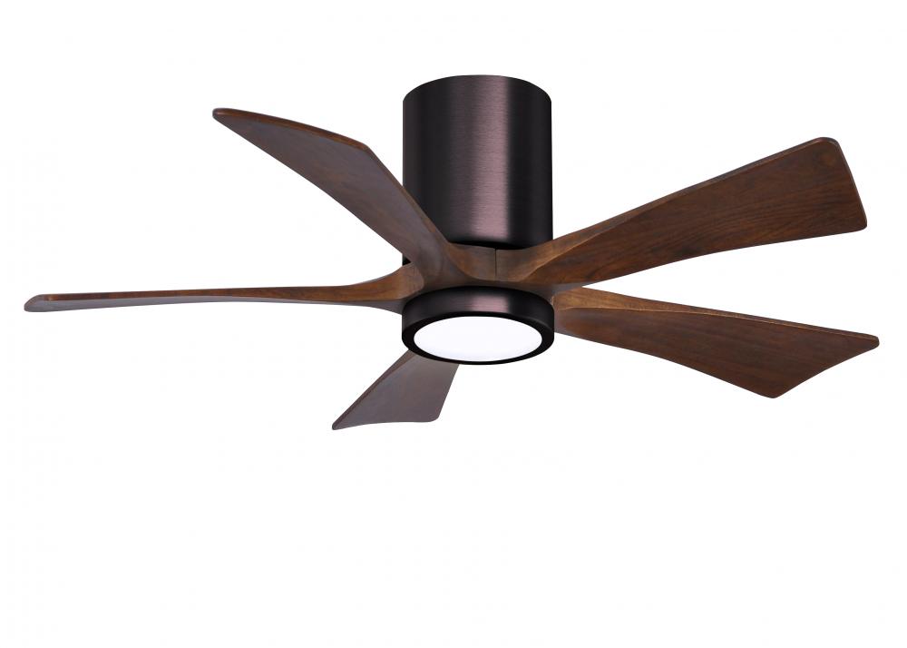 Irene-5HLK - 42" Five Blade Flush Mount Paddle Fan - 5CCT Integrated LED - Brushed Bronze Finish