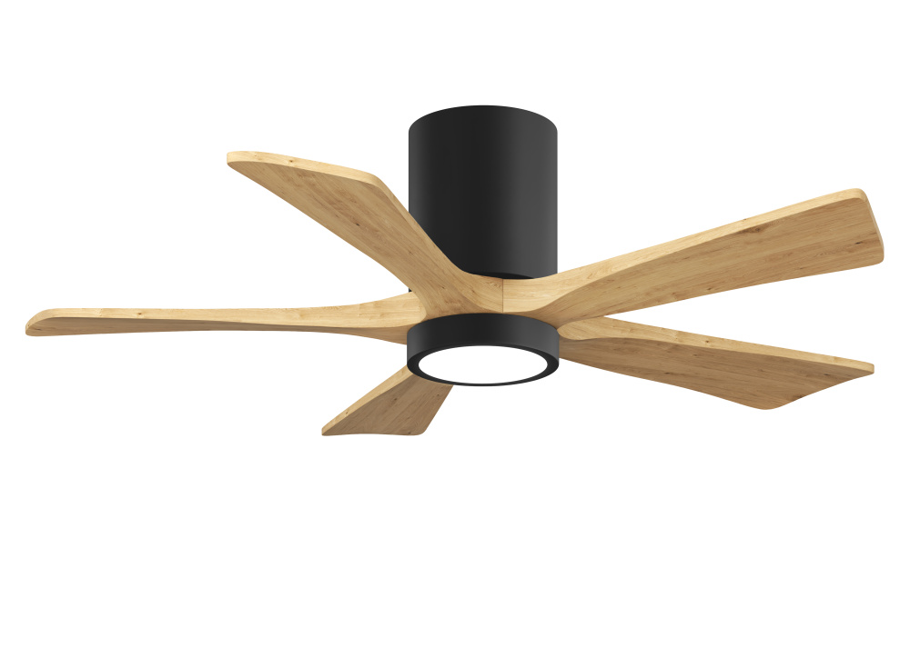 Irene-5HLK - 42" Five Blade Flush Mount Paddle Fan - 5CCT Integrated LED - Matte Black Finish