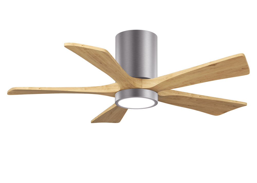 Irene-5HLK - 42" Five Blade Flush Mount Paddle Fan - 5CCT Integrated LED - Brushed Pewter Finish