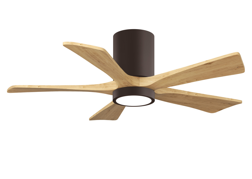 Irene-5HLK - 42" Five Blade Flush Mount Paddle Fan - 5CCT Integrated LED - Textured Bronze Finis