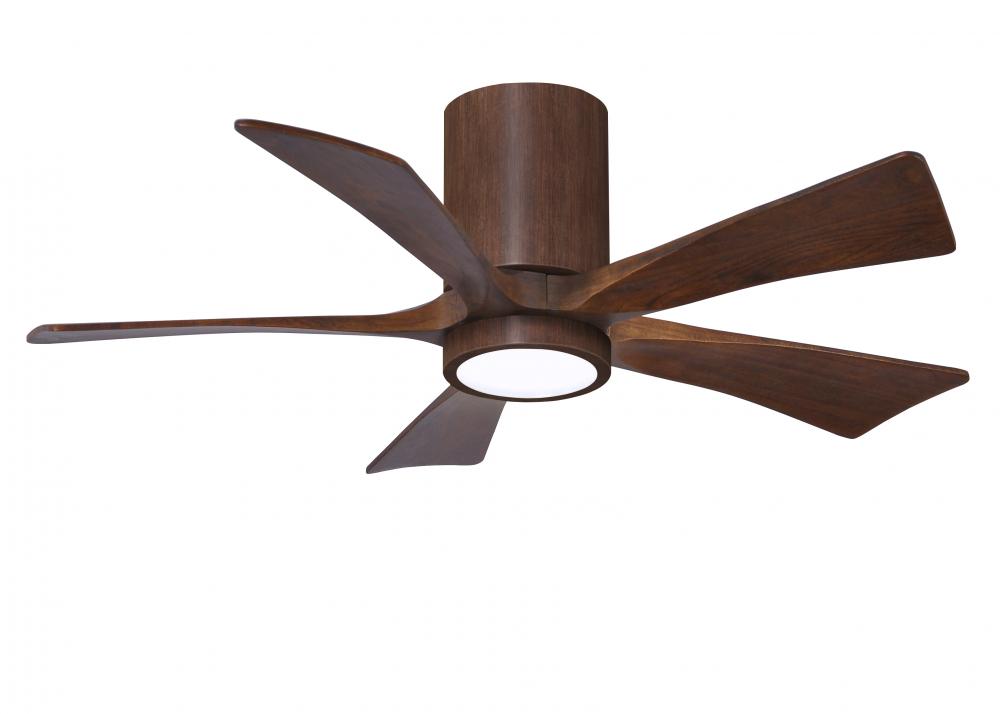 Irene-5HLK - 42" Five Blade Flush Mount Paddle Fan - 5CCT Integrated LED - Walnut Tone Finish