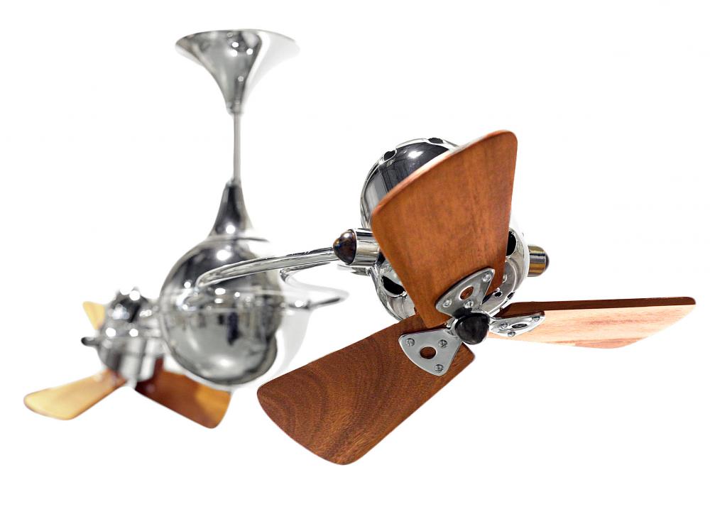 Italo Ventania - Rotational Ceiling Fan (Interior) - Polished Chrome Finish - Mahogany Tone Blades