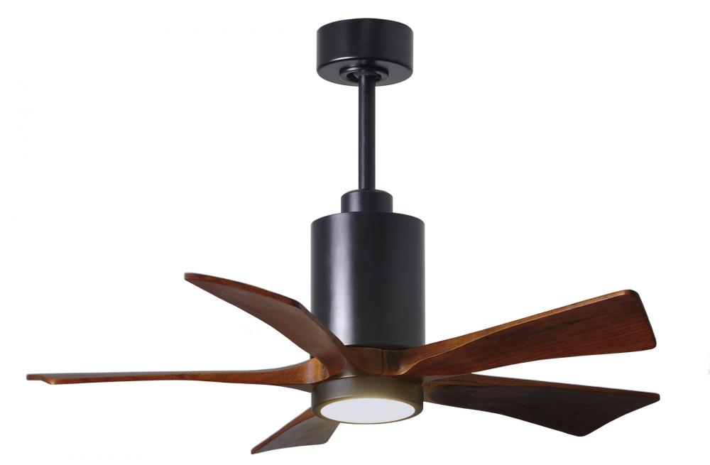 Patricia-5-42" Five Blade Ceiling Fan-5CCT Integrated LED-Matte Black Finish-Walnut Tone Blades