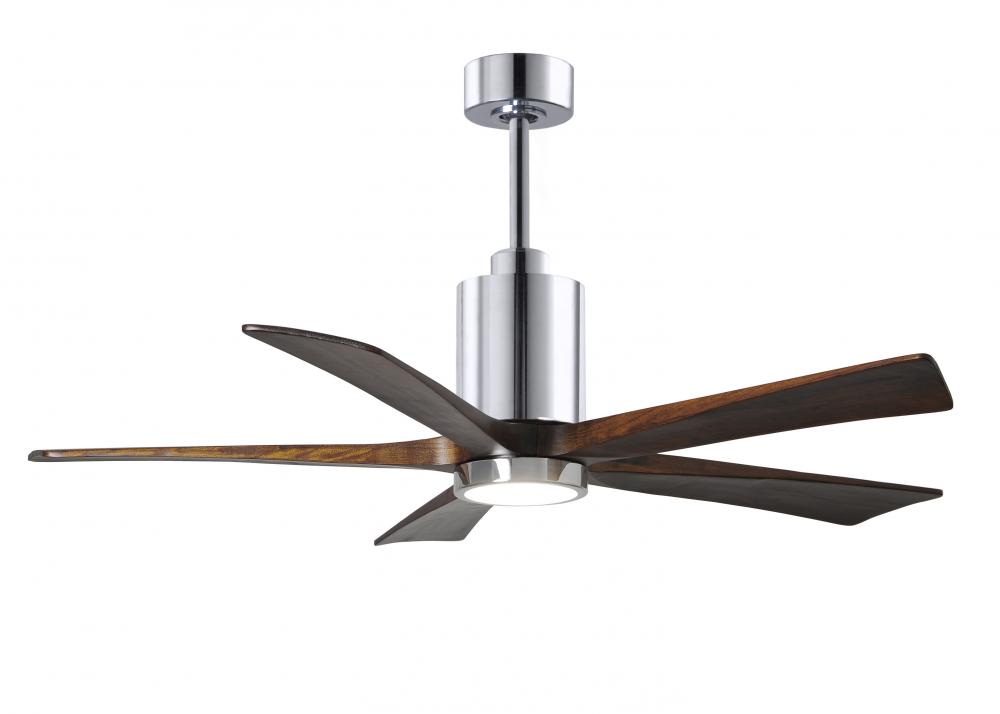 Patricia-5-52" Five Blade Ceiling Fan-5CCT Integrated LED-Polished Chrome Finish-Walnut Tone Bla