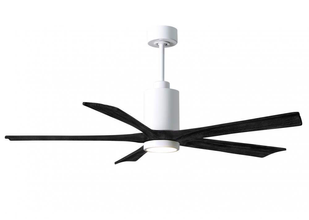 Patricia-5-60" Five Blade Ceiling Fan-5CCT Integrated LED-Gloss White Finish-Matte Black Blades